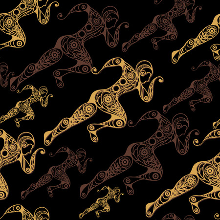 Seamless abstract background with sport runner (athlete). Texture (pattern) for textile, wallpapers, print, wrapping, scrapbooking, book cover, cloth design. Vector illustration.のイラスト素材