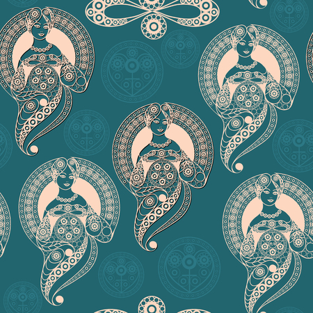 Seamless (texture) background with occult symbols.のイラスト素材