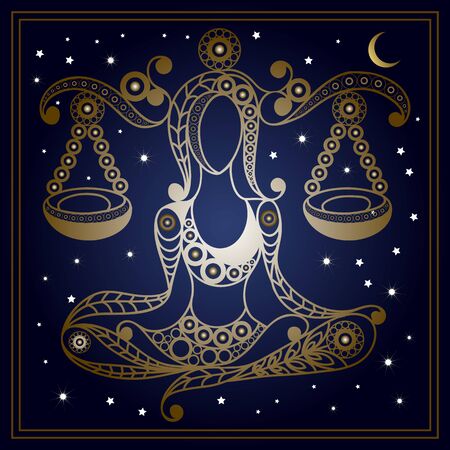 Decorative zodiac sign Libra. Horoscope and astrology (astronomy)-symbol. Vector illustration.のイラスト素材