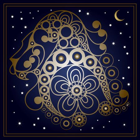 Decorative zodiac sign Leo. Horoscope and astrology (astronomy)-symbol. Vector illustration.のイラスト素材