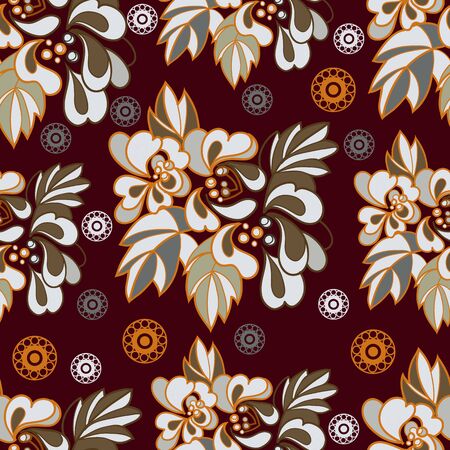 Seamless stylized abstract pattern (background) with flowers  silhouette.  Floral texture.のイラスト素材
