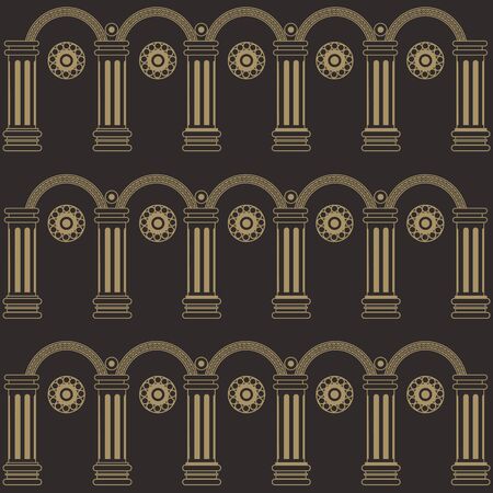 Seamless stylized abstract pattern (background) with colonnade.  Texture with column.のイラスト素材
