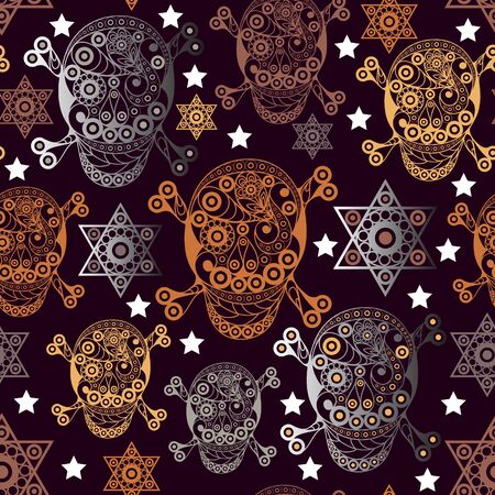 Seamless background with occult symbol. Masonic (freemasonic) texture (pattern). Suitable for textile, wallpapers, print, wrapping, scrapbooking, book cover, cloth design. Vector illustration.のイラスト素材