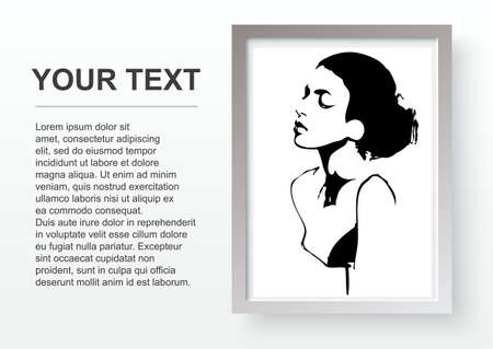 Graphic drawing of a woman in a minimalistic style. Vector illustration.のイラスト素材