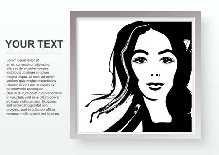 Graphic drawing of a woman in a minimalistic style. Vector illustration.のイラスト素材