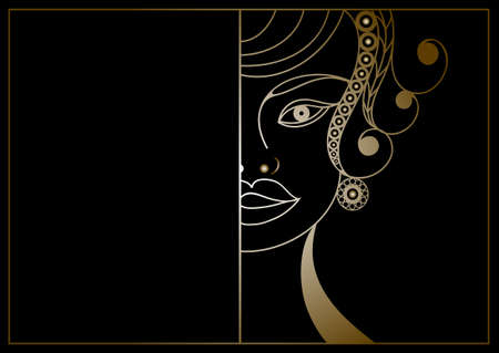 Stylized abstract woman with flowers. Vector illustration.のイラスト素材