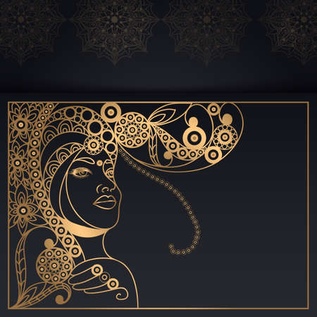 Graphic drawing with Indian motifs. Vector illustrationのイラスト素材