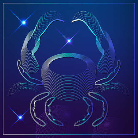 Decorative zodiac sign Cancer. Horoscope and astrology (astronomy) -symbol. Vector illustration.のイラスト素材