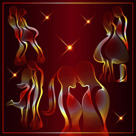 Stylized couple in love-set. Valentine symbol. Vector illustrationのイラスト素材
