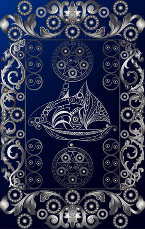 Graphic abstract design with occult tarot card. Minor Arcana - Two of Pentacles. vector illustration.のイラスト素材