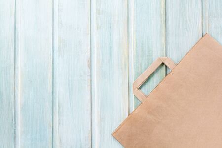 Zero waste concept. Eco-friendly paper bag, flat layの写真素材