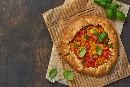 Plum cake rustic homemade on light stone background. Selective focus.の写真素材