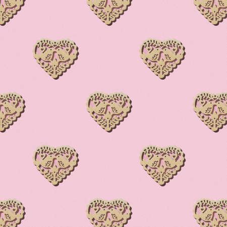 Valentines day seamless pattern of pink heart on pink background. Greeting card. Good for wallpaper,...