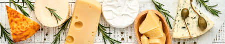 Set or assortment cheeses. Suluguni with spice, camembert, blue cheese, parmesan, maasdam, brie...