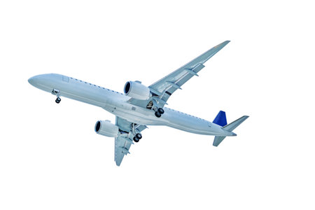Airplane white and red isolated on white background with clipping path. Element for design.