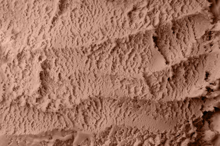 Chocolate or mocha ice cream detailed macro texture. Top view. Food concept. Blank for design.の写真素材