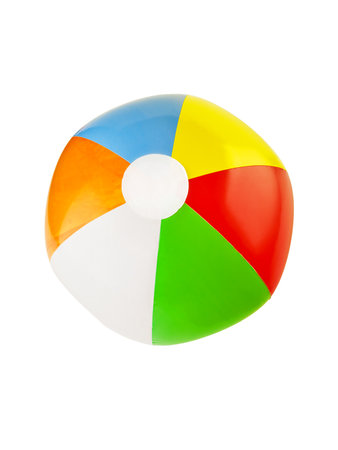 Summer multicolored inflatable ball on white isolated background with clipping path. Design element.の写真素材