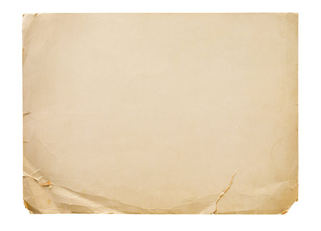 Old paper sheet texture background isolated on white background with clipping path. Element for design.の写真素材