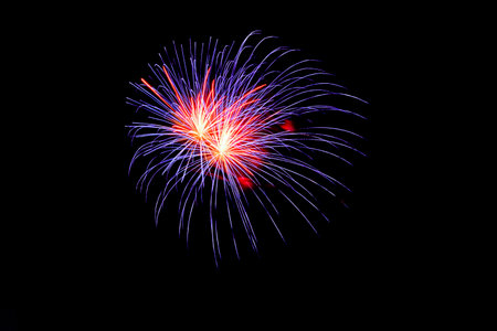 Fireworks sparklers blue and red colors on dark background. July 4th Independence Day, Memorial Day or Happy New Year overlayer. Design elementの写真素材