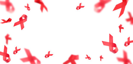 Flying red silk ribbon international symbol red silk ribbon of fight against AIDS December 1st....
