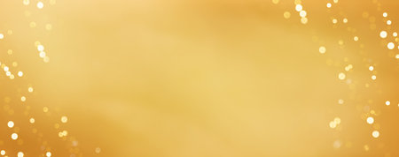 Gold color gradient background with defocused light bokeh sources or smooth light transitions. Shiny abstract texture for design, festive celebration, wealth concepts and digital backdrops. Banner.の写真素材