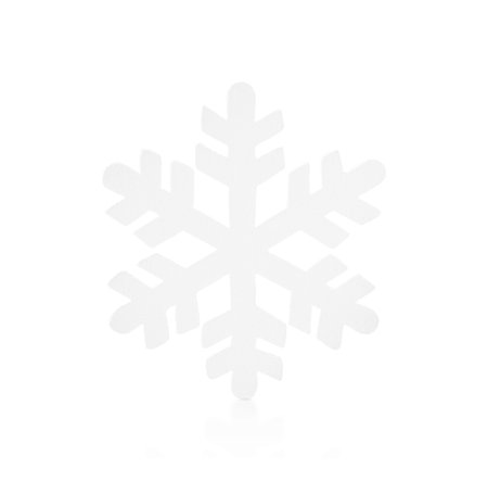 Christmas snowflake decoration or ornament in shape of wood snowflake on white isolated background isolated on white background with clipping path. Design element.の写真素材