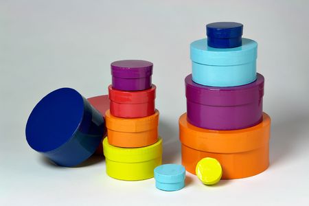 Many presents on white backgroundの写真素材