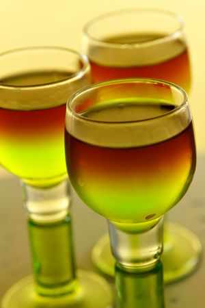 Fireball shots on yellow background