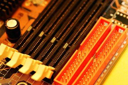 Motherboard memory slots close upの写真素材