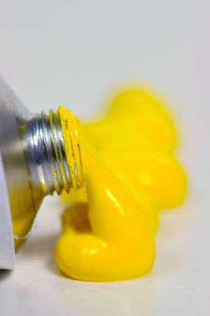 Open tube of Yellow Paintの写真素材