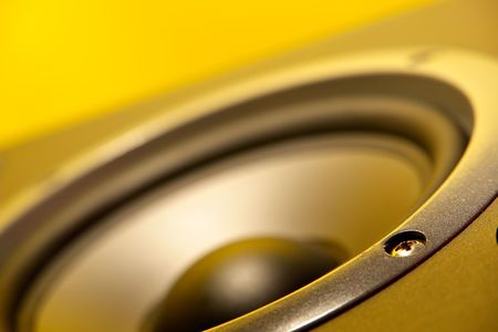 Speaker close up with yellow castの写真素材
