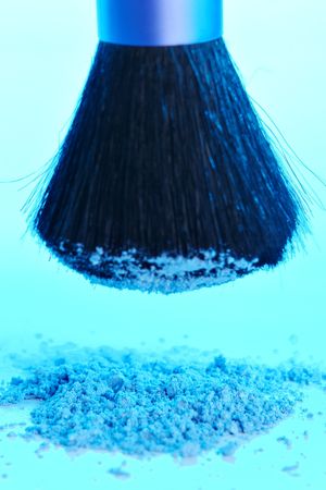 Cosmetic Powder and brush with blue cast
