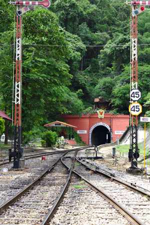 Complex railway junction, confusing tracks in Thailandのeditorial素材