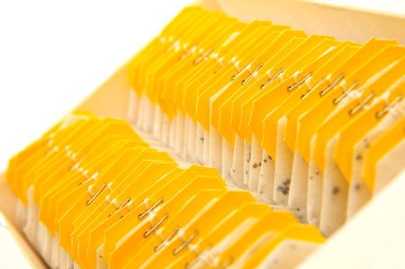 Repetition of yellow tea bags.の写真素材
