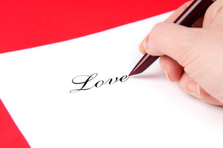 I love written on the white sheet of paper.の写真素材