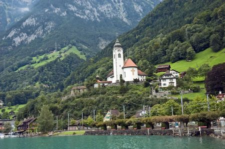 Church in mountains alpsの写真素材