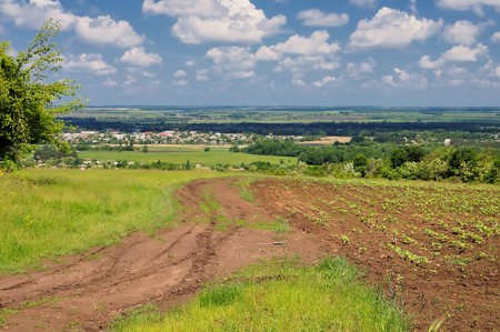 dirt road after a rainの写真素材
