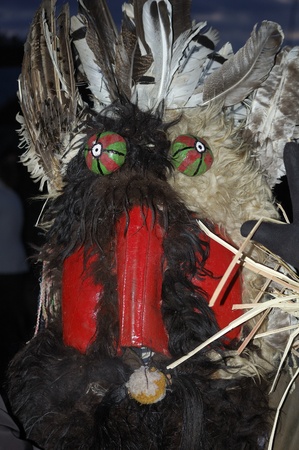 man in a terrible mask on the festivities on Christmas Eveの写真素材