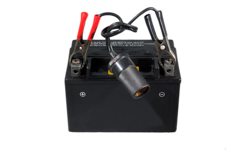 small black battery for motorcycle or scooterの写真素材