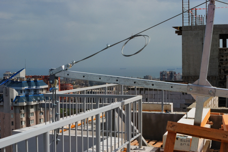view of the steel construction hoist on a construction siteの写真素材