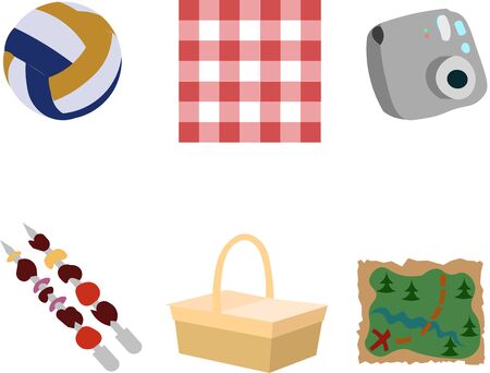 Picnic items. Summer rest. BBQ.のイラスト素材