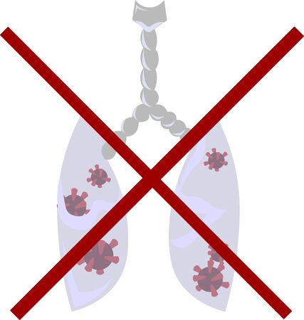Coronavirus. Stop the infection. Sick lungs are crossed out.

のイラスト素材