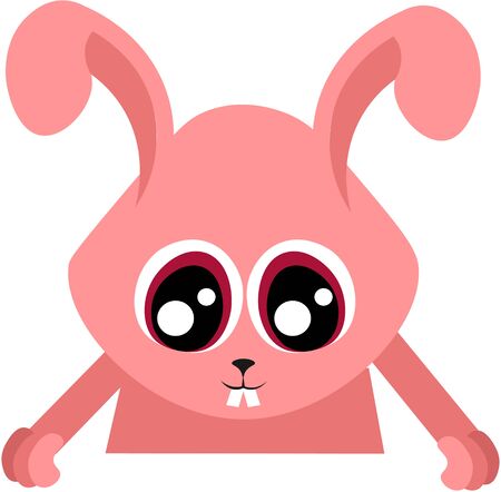 Pink bunny and red eyes. The face of the animal. Design for pet shop, veterinary clinic and zoo. Easter card.のイラスト素材