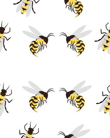 Bees, wasps and gadflies. Summer seamless pattern. Design for postcards, prints, clothes. Registration of medicines and cosmetics.

のイラスト素材