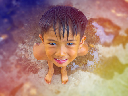 Happy smiling Asian Thai little boy
