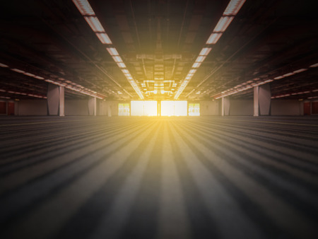 door with bright light outsideの写真素材