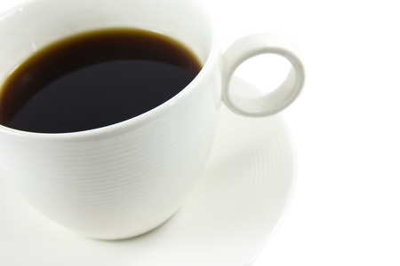 White cup of coffee isolated on white backgroundの写真素材