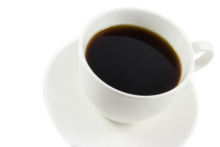 White cup of coffee isolated on white backgroundの写真素材