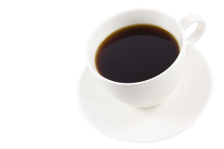 White cup of coffee isolated on white backgroundの写真素材