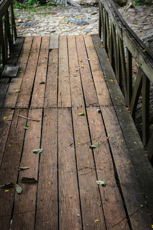 old wooden bridge in forestの写真素材